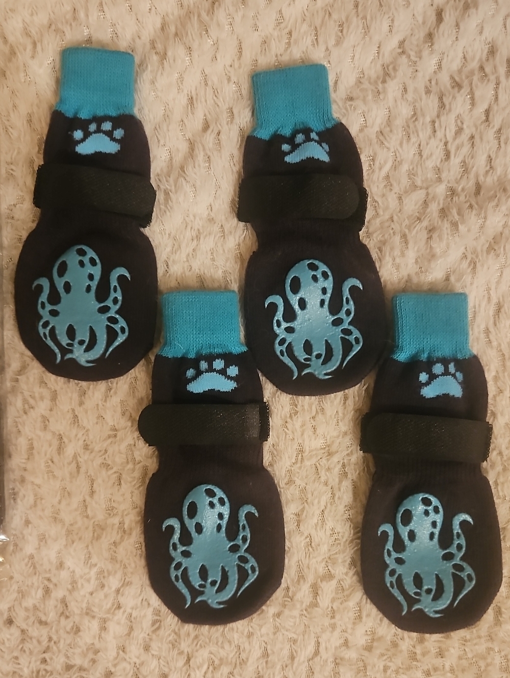 Black & Blue Small Pet Non-Slip Paw Socks - Set of 4